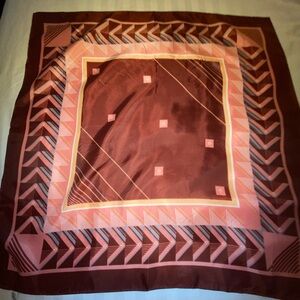 Fashion scarf Maroon Pink and Peach Geometric Silk Scarf